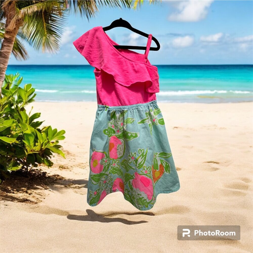 Lilly Pulitzer size m (6-7) one shoulder ruffle dress